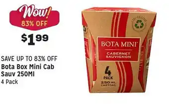 Grocery Outlet Bota box mini cab sauv 250ml offer