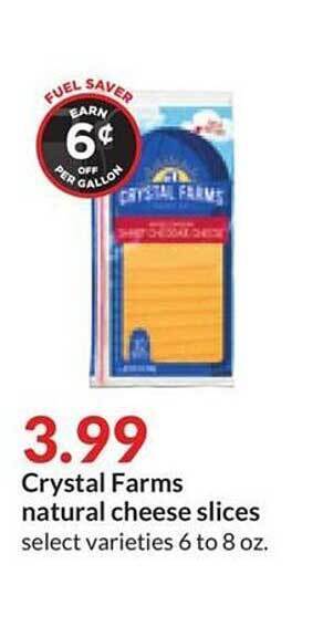 Hy-Vee Crystal farms natural cheese slices offer