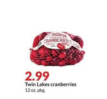 Hy-Vee Twin lakes cranberries offer