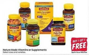 Jewel-Osco Nature made vitamins or supplements offer
