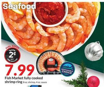 Hy-Vee Fish market fully cooked shrimp ring offer