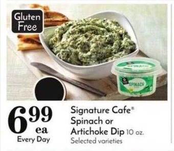 Pavilions Signature cafe spinach or artichoke dip offer