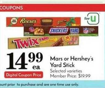 Pavilions Mars or hershey's yard stick offer