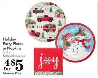 Pavilions Holiday party plates or napkins offer