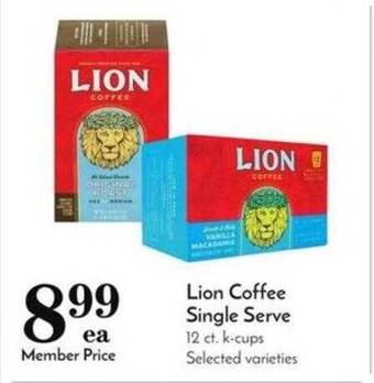 Pavilions Lion coffee single serve offer
