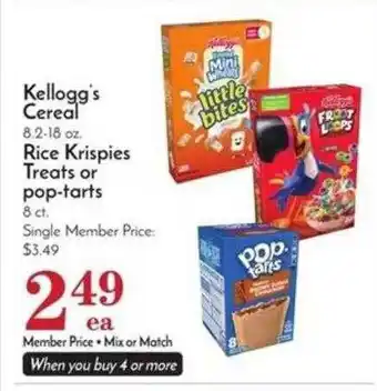 Pavilions Kellogg's cereal or rice krispies treats or pop-tarts offer