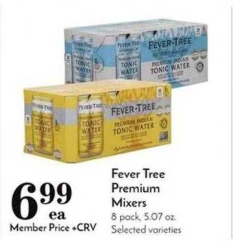 Pavilions Fever tree premium mixers offer