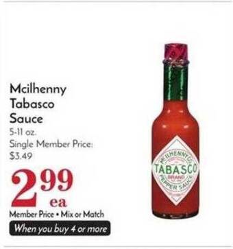 Pavilions Mcilhenny tabasco sauce offer