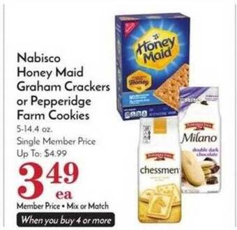 Pavilions Nabisco honey maid graham crackers or pepperidge farm cookies offer
