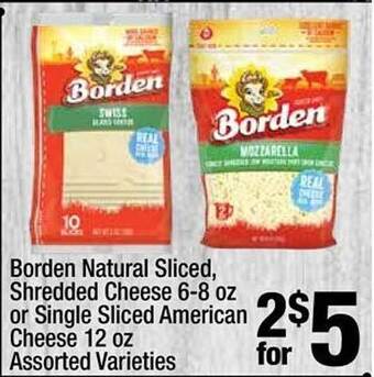 Super King Markets Borden natural sliced, shredded cheese or single sliced american cheese offer