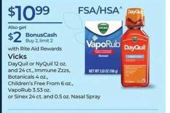 Rite Aid Vicks dayquil or nyquil offer