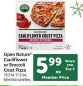 Safeway Open Nature Cauliflower or Broccoli Crust Pizza offer