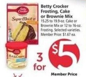 Safeway Betty Crocker Frosting, Cake or Brownie Mix offer