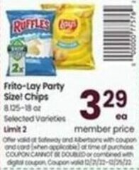 Safeway Frito-Lay Party Size Chips offer