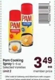 Safeway Pam Cooking Spray 5-6 Oz. offer