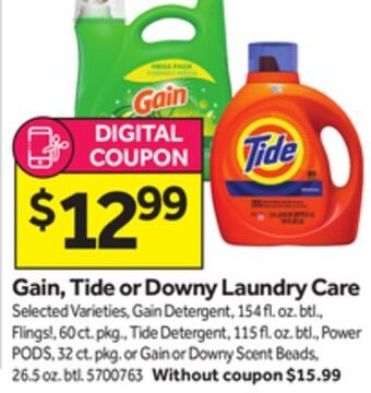 Stop&Shop Gain, tide or downy laundry care offer