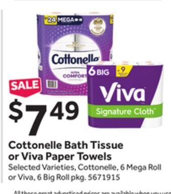 Stop&Shop Cottonelle bath tissue or viva paper towels offer