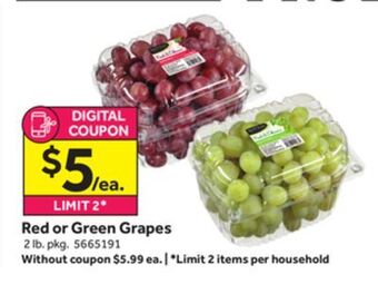 Stop&Shop Red or green grapes offer