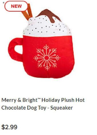 Pet Smart Merry & Bright Holiday Plush Hot Chocolate Dog Toy-Squeaker offer