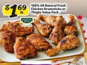 Winn Dixie 100% All Natural fresh Chicken Drumsticks or Thighs Value Pack offer