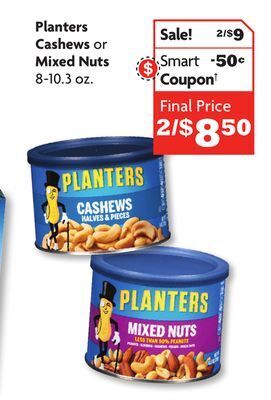 Family Dollar Planters cashews or mixed nuts offer