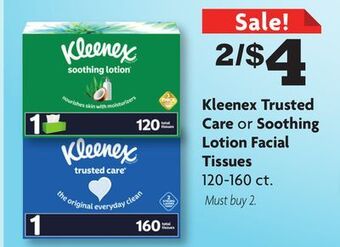Family Dollar Kleenex trusted care or soothing lotion facial tissues offer