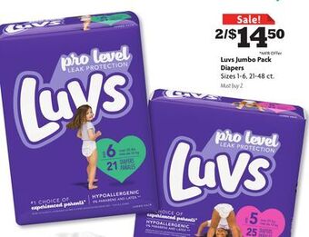 Family Dollar Luvs jumbo pack diapers offer