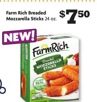 Family Dollar Farm rich breaded mozzarella sticks offer