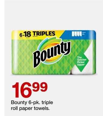 Target Bounty 6-pk. triple roll paper towels offer