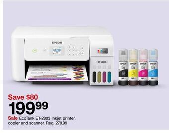Target Ecotank et-2803 inkjet printer, copier and scanner offer