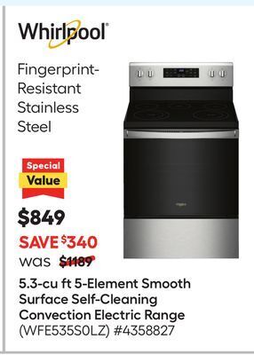 Lowe's 5.3-cu ft 5-element smooth surface self-cleaning convection electric range offer