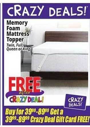 Ocean State Job Lot Memory foam mattress topper offer