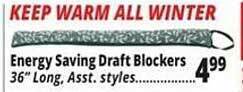 Ocean State Job Lot Energy saving draft blockers offer