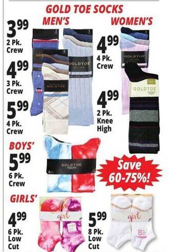 Ocean State Job Lot Gold toe socks offer
