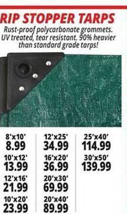 Ocean State Job Lot Rip stopper tarps offer
