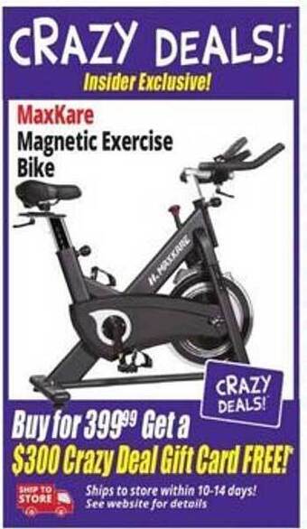 Ocean State Job Lot Maxkare magnetic exercise bike offer