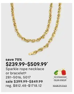 JC Penney Sparkle rope necklace or bracelet◊ offer