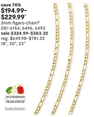 JC Penney 3mm figaro chain‡ offer