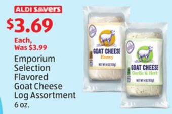 Aldi Emporium selection flavored goat cheese log assortment offer