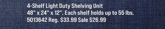 Ace Hardware 4-shelf light duty shelving unit offer