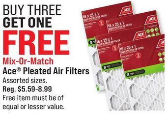 Ace Hardware Ace® pleated air filters offer