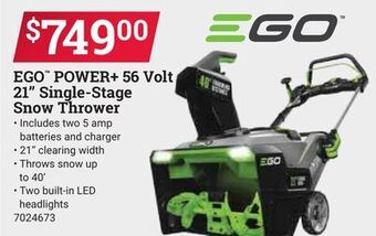 Ace Hardware Ego™ power + 56 volt 21" single-stage snow thrower offer