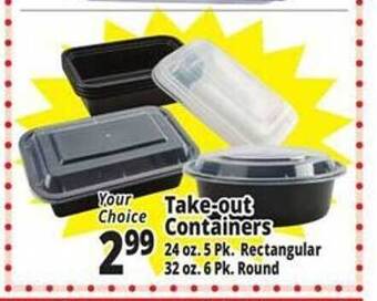 Ocean State Job Lot Take-out containers offer