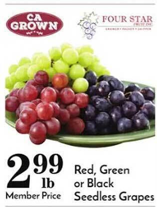 Pavilions Red, green or black seedless grapes offer