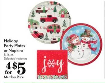 Pavilions Holiday party plates or napkins offer