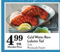 Pavilions Cold water raw lobster tail offer