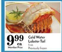 Pavilions Cold water lobster tail offer