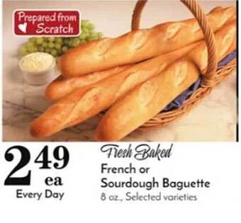 Pavilions French or sourdough baguette offer