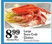 Pavilions Large snow crab clusters offer