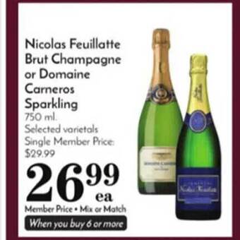 Pavilions Nicolas feuillatte brut champagne or domaine carneros sparkling offer